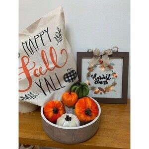 LOT NEW Fall Decor, Wooden Light up Sign, Lg Pillow Cover and Decor Pumpkins